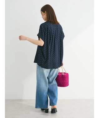 Green Parks アソート柄さらっとレーヨンブラウス Dot Navy