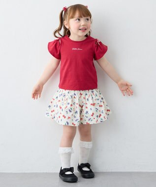 ANY KIDS 【綿100%】オンオフショルダー Tシャツ レッド