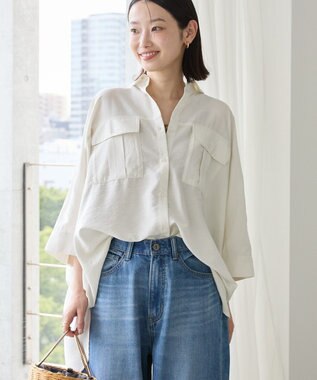 AMERICAN HOLIC 【予約】【WEB限定】接触冷感Wポケットシャツチュニック Ivory