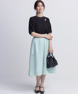 組曲 S 【WEB限定】シアーボイルタックフレア スカート スモーキーグリーン系