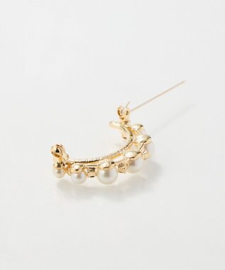 Phoebe <オンワード限定セット>痛くないシリーズ/金属アレルギー対応ソロパールフープライトフィットイヤリング×フォーマルパールビジューハーフブローチ ホワイト