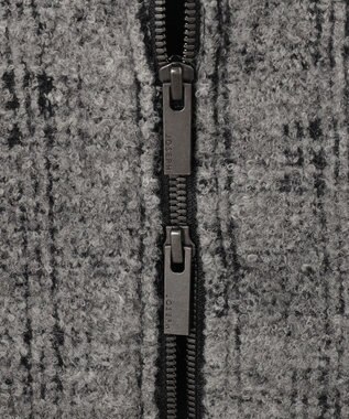 JOSEPH HOMME レザーブロックブークレ　ブルゾン ライトグレー系