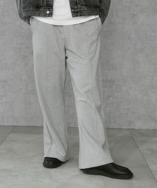 WEGO 【ウエストゴム】スウェットフレアパンツ 杢グレー