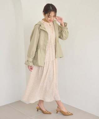 Feroux 【洗える】フラワープリントドロスト ワンピース ピンク系