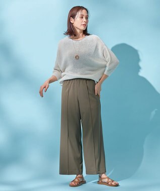 ANY 【洗濯機可・ウエストゴム】楽映えワイドパンツ カーキ