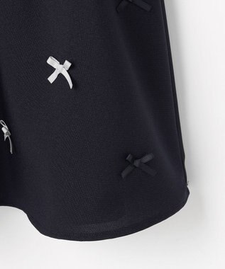 ANY KIDS 襟付き リボン 長袖ワンピース ネイビー