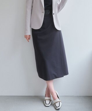 BEIGE， ZEPHYR / レザー切り替え ラップスカート Navy