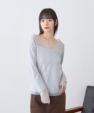 earth music&ecology 【吸湿発熱】【2WAY】あったかフェミニンインナー（２ｗａｙネック） Light Gray