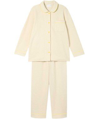 une nana cool 【綿混】カジュアルスラブツィード 長袖開襟パジャマ アイボリー