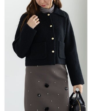 Te chichi フラットカラーメタル釦ニットジャケット《2025winter catalog item》 ブラック