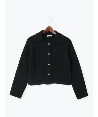 Te chichi フラットカラーメタル釦ニットジャケット《2025winter catalog item》 ブラック