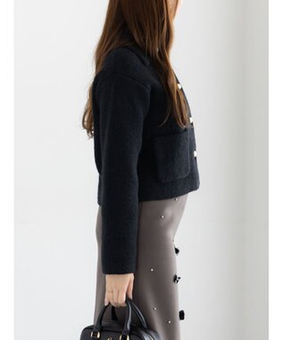 Te chichi フラットカラーメタル釦ニットジャケット《2025winter catalog item》 ブラック