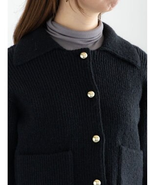 Te chichi フラットカラーメタル釦ニットジャケット《2025winter catalog item》 ブラック