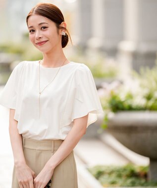 ANY SIS 【シルクタッチさら魅せTシャツ】袖フレア プルオーバー