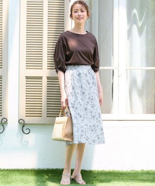 ANY SIS 【接触冷感】360°好印象タックスリーブ カットソー ビターチョコ