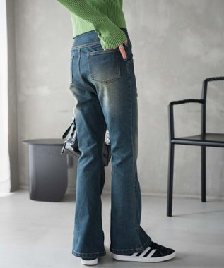 WEGO ハイウエストストレッチフレアデニムパンツ デニム