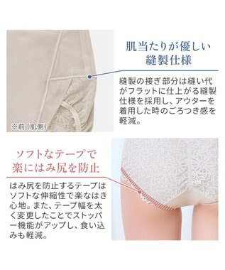 BRADELIS New York 【カヤビューティーラボ】レーシーハイウエストショーツ25 深め ハイウエスト お腹すっきり 補正 補整下着 シアーグレージュ