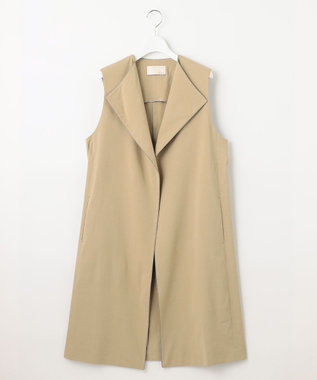 自由区 L 【洗える】テンセルリネンストレッチ ジレ ベージュ系