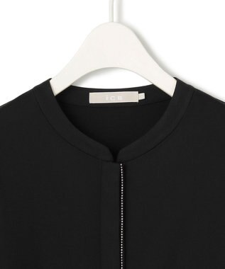 ICB 【洗える】コンパクトモクロディ バンドカラーカットソー［ボールチェーン］ ブラック系