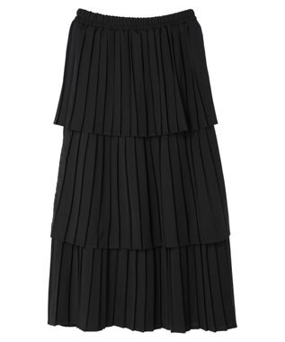 earth music&ecology ミックスプリーツティアードスカート Black