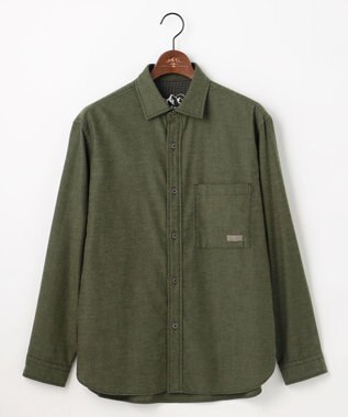 JOSEPH ABBOUD MOUNTAIN 【オーガニックコットン/やわらか】 メランジツイルピーチ シャツ カーキ系