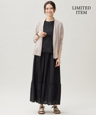 自由区 S 【WEB限定・接触冷感・洗える】エンブロイダリーローンプルオーバー ブラウス ブラック