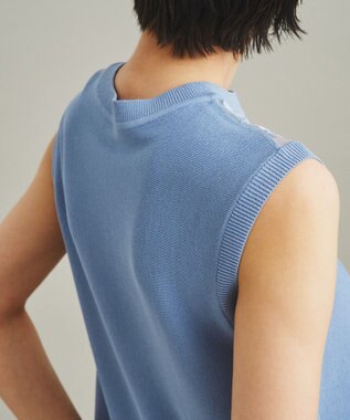 GRACE CONTINENTAL フラワーコードニットトップ ブルー