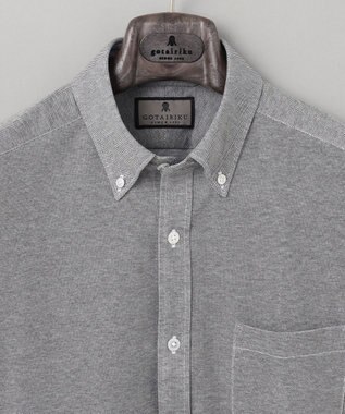 GOTAIRIKU 【吸汗速乾】クールマックス鹿の子 半袖ビズシャツ_ボタンダウン ライトグレー系