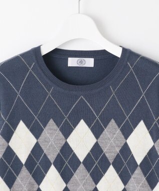 J.PRESS LADIES 【洗える】アーガイル ツイン ニット ブルーグレー系