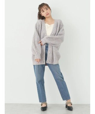 earth music&ecology フワフワＭＩＸヤーンカーディガン Lavender