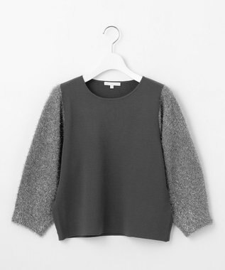 自由区 L 【洗える】フェザーラメ ニット グレー
