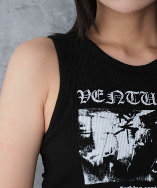 WEGO サイドレースアップグラフィックタンク ブラック