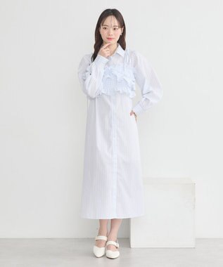 earth music&ecology ＳＥＴ２点シャーリングビスチェ＋シャツワンピース