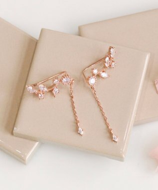 Phoebe 〈シリーズ累計販売10000点突破！〉2wayフラワリービジューピアス&イヤリング　ローズゴールド ローズゴールド