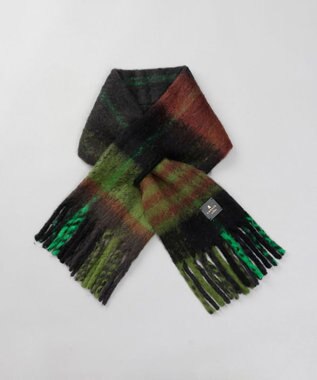 AURORA 【 LANVIN en Bleu （ランバン オン ブルー）】モコモコマルチカラーチェックマフラー ブラック