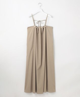 23区 L 【GOLD LABEL】クリスピーリネンストレッチ キャミソールワンピース ブラウン系