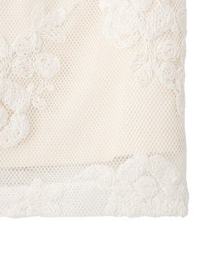 YECCA VECCA フラワー柄刺繍メッシュスカート Ivory