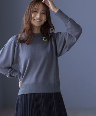 組曲 【WEB限定】ELENAスパンコールバックパール ニット チャコールグレー系