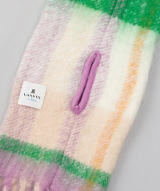 AURORA 【 LANVIN en Bleu （ランバン オン ブルー）】モコモコマルチカラーチェックマフラー ベージュ