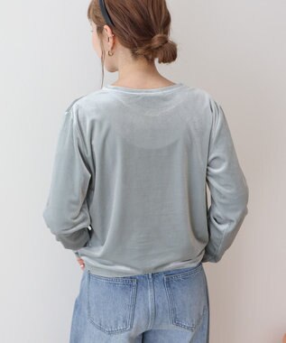 AMERICAN HOLIC ベロアクルーネックカットプルオーバー Mint