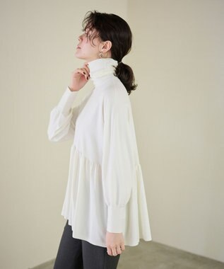 #Newans 【洗える】ペプラムデザインワイドシルエットプルオーバー ホワイト