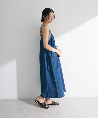 Green Parks カーゴポケットデニムキャミワンピース Indigo