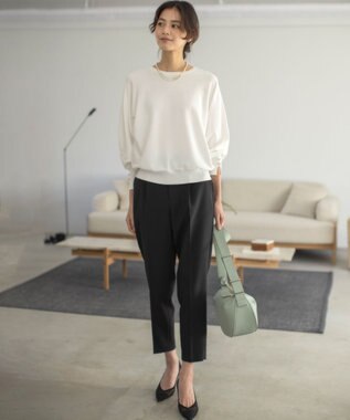 組曲 【ストレッチ・イージーケア】オシャクロス テーパードパンツ ブラック系