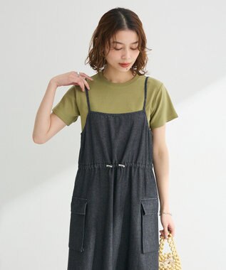 Green Parks カーゴポケットデニムキャミワンピース Black