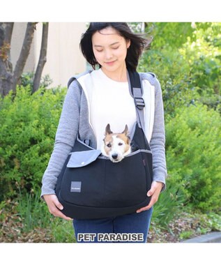 PET PARADISE ソフト メッシュスリング キャリーバッグ 【小型犬】 ブラック / ホワイト