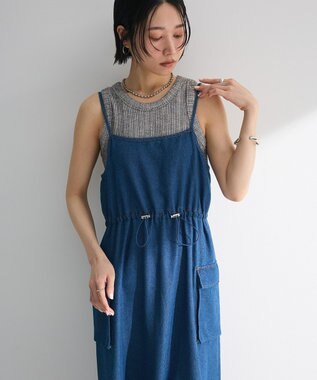 Green Parks カーゴポケットデニムキャミワンピース Indigo