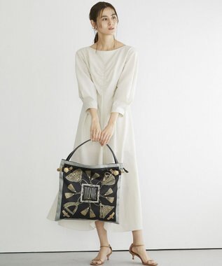 TOPKAPI 【TREASURE TOPKAPI】【アーカイブ】マイルドサテン スカーフ パネル柄 トートバッグ 2023 チャコールグレー