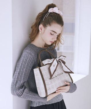 Maison de FLEUR スカーフ付きツイード2Wayバッグ Brown