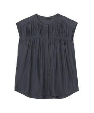 YECCA VECCA <<接触冷感>>フレンチスリーブギャザーブラウス Navy