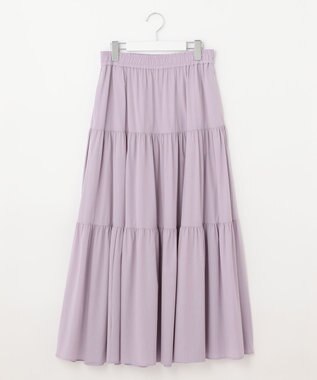 UNFILO 【撥水/UVケア/接触冷感】シャカ楽ストレッチ ティアードスカート ライラック系